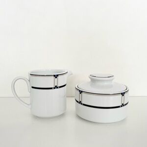 Studio Nova Exhibition Fine China Creamer & Sugar Set White Art Deco Modern